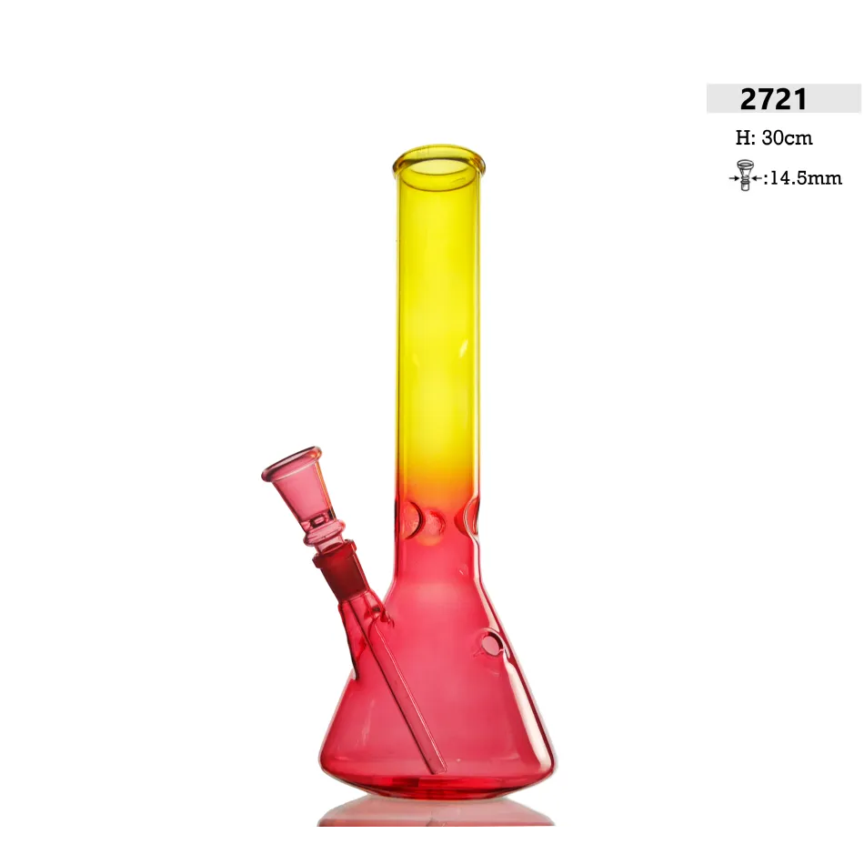 Bong de vidrio A: 30cm Rojo/Amarillo