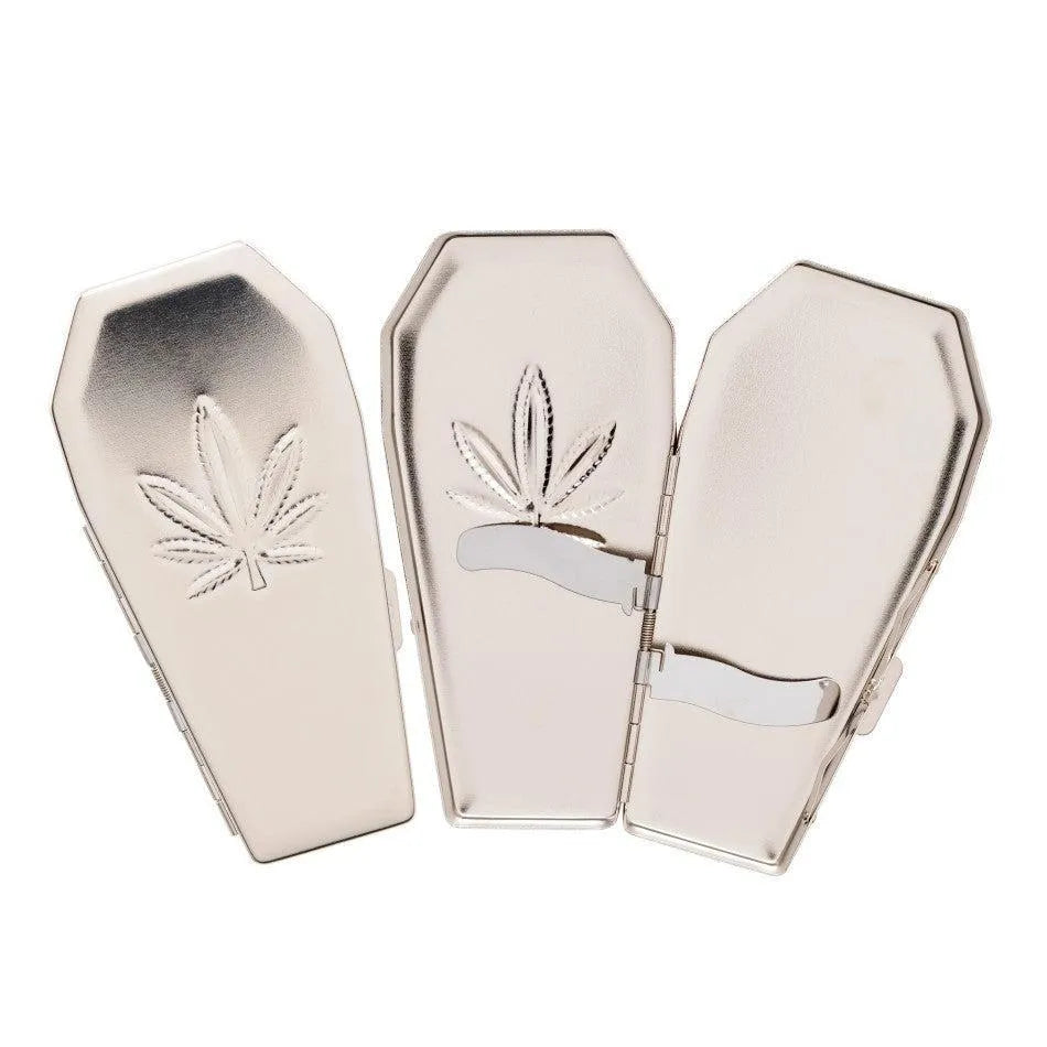 Joint Case Coffin with Chrome Metal Closure with Hemp Design