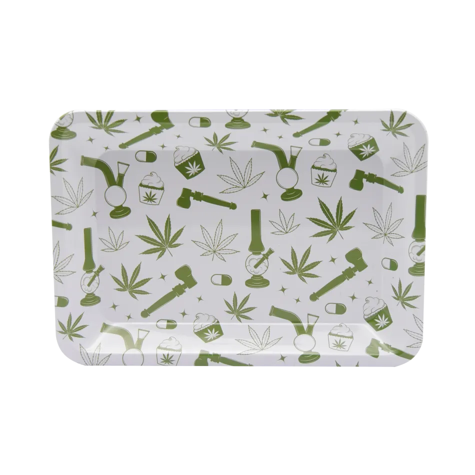 Metal Roll Tray Leaf & Bong