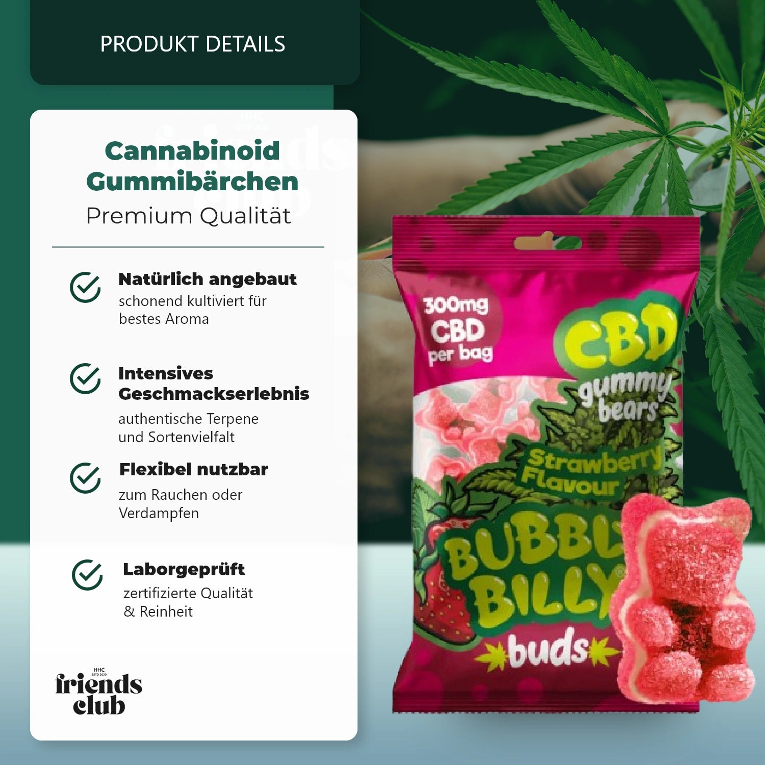CBD Aroma Gummies - Bubbly Billy Buds 10 unidades 300mg-HHCFriends