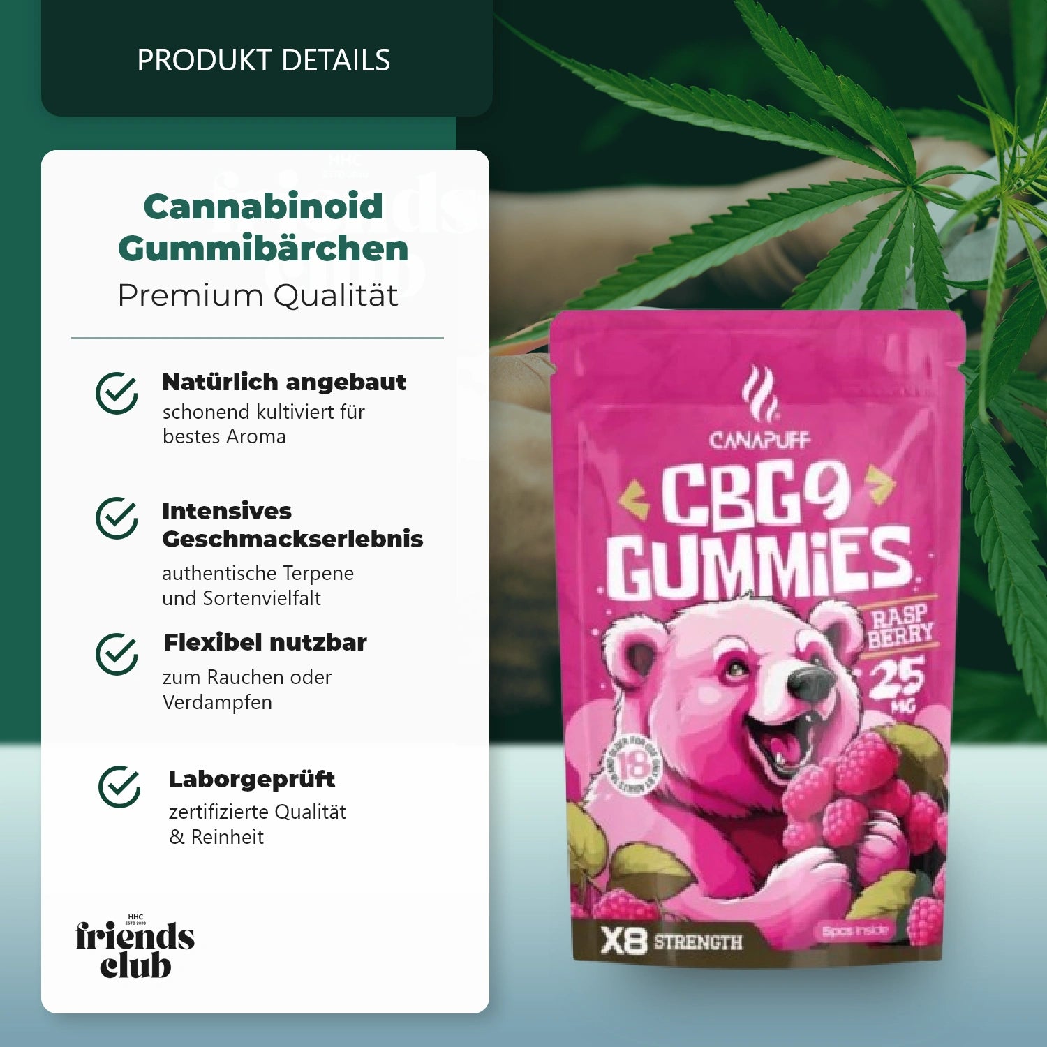 CBG9 Aroma Gummies Raspberry 5 Pieces - HHCFriends