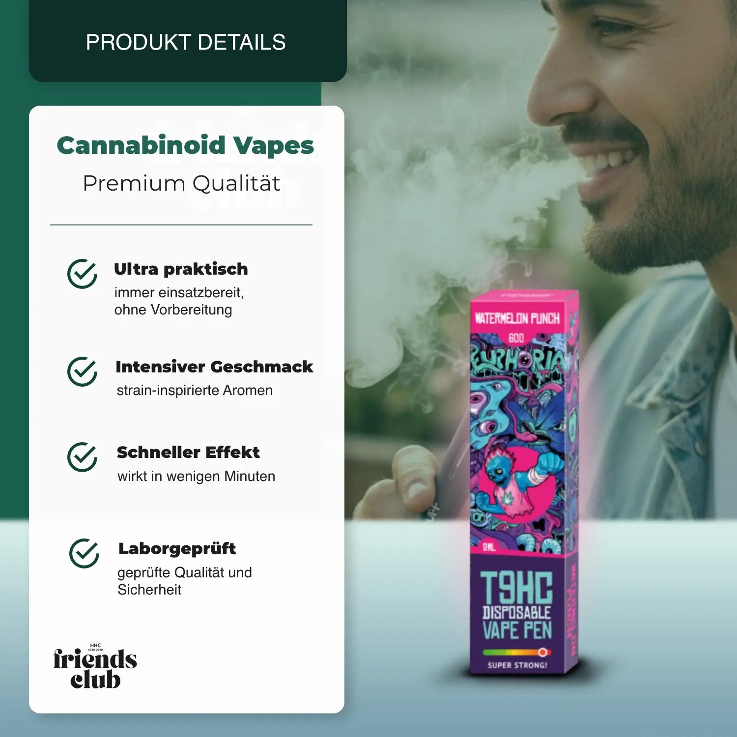 T9HC Disposable Vape Pen – Watermelon Punch (2 ml) - hhcfriends