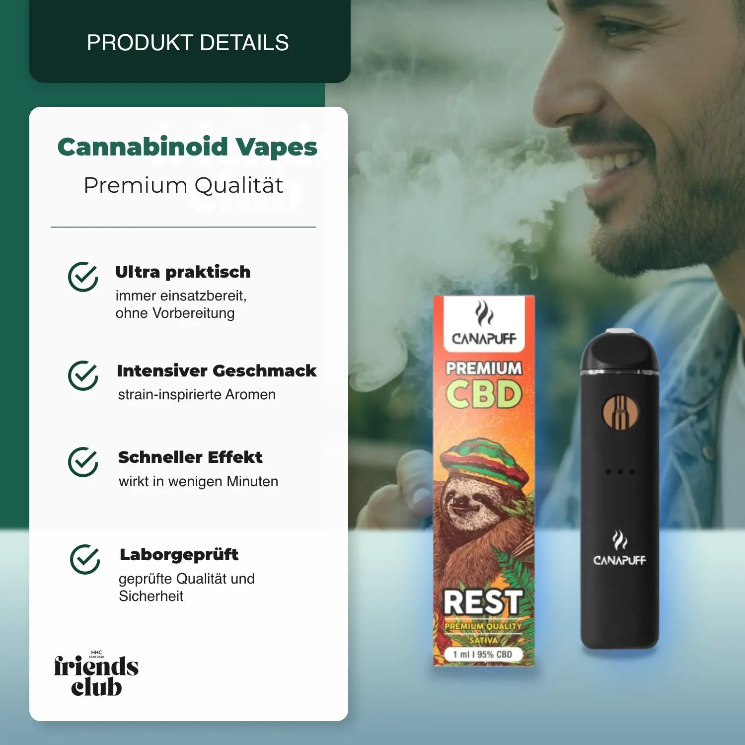 CBD Vape REST 95% 1ml - hhcfriends