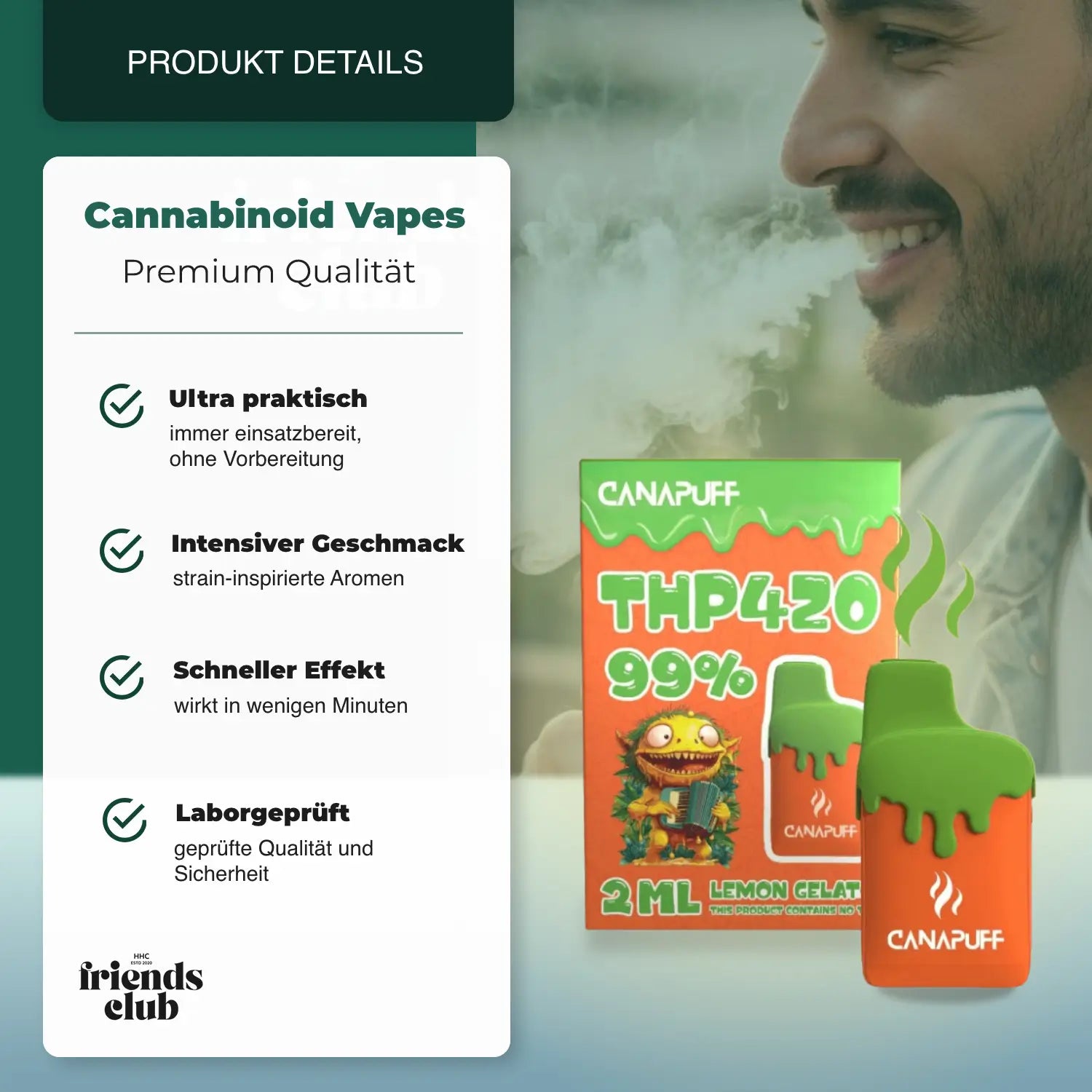 Vaper THP420 - Lemon Gelato 99% 2ml - hhcfriends