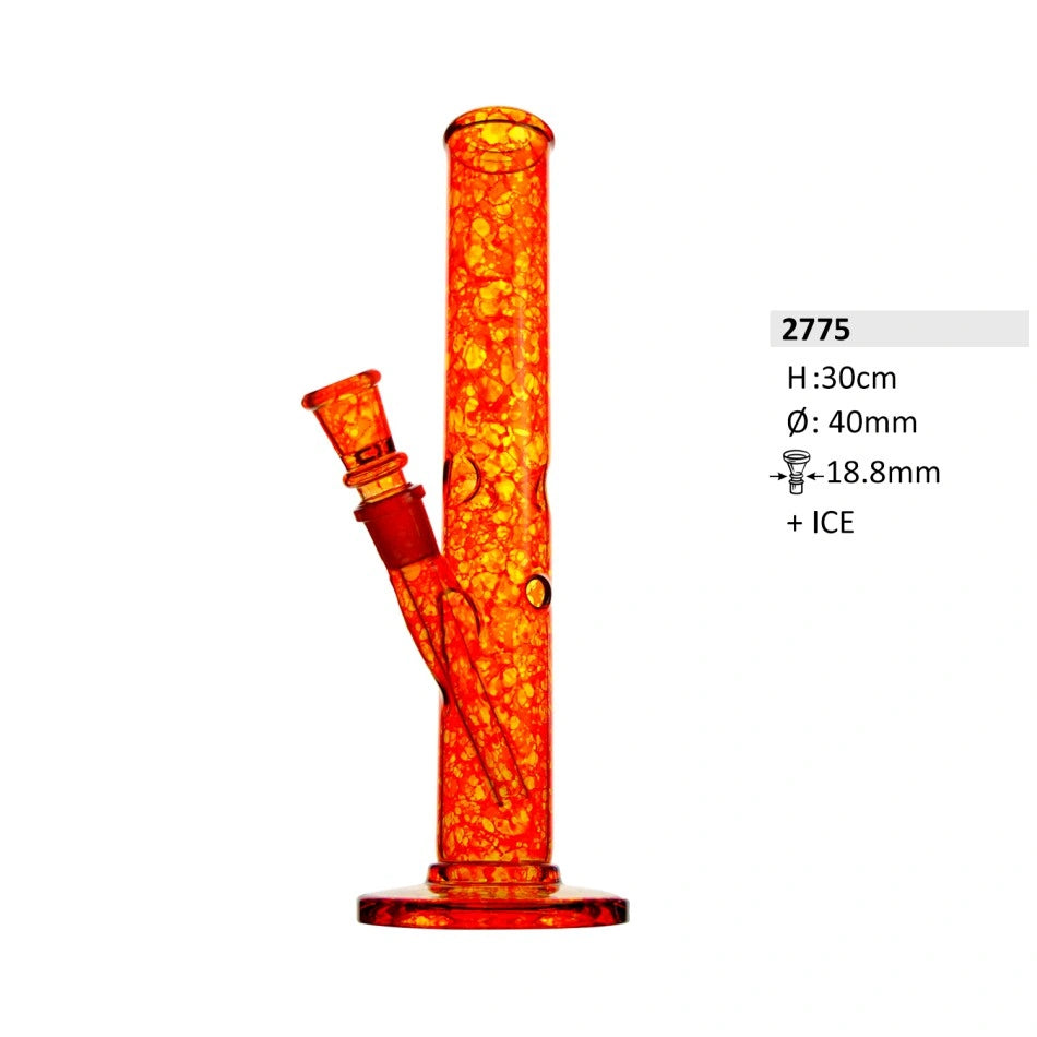 Glass bong red/batik with ice | Height: 30cm Joint: 18.8mm Diameter: 40mm