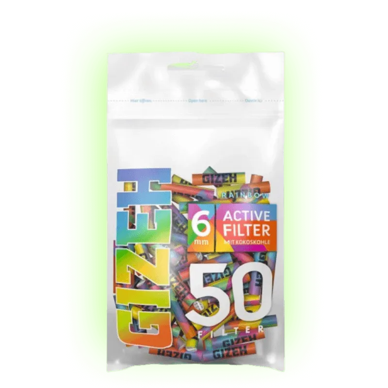 GIZEH RAINBOW Active Filter Slim 6mm 50 pieces