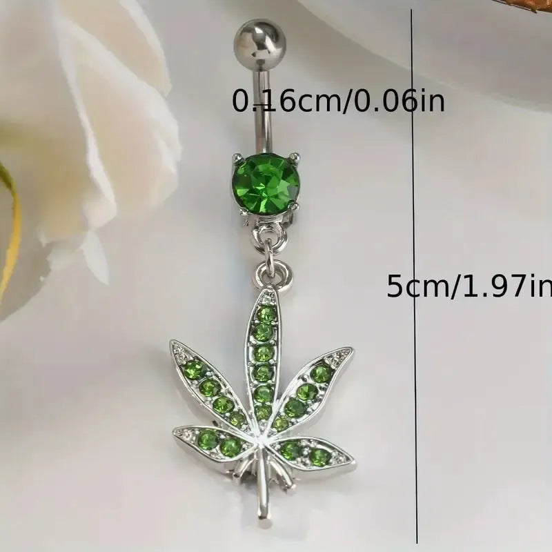Navel piercing hemp leaf