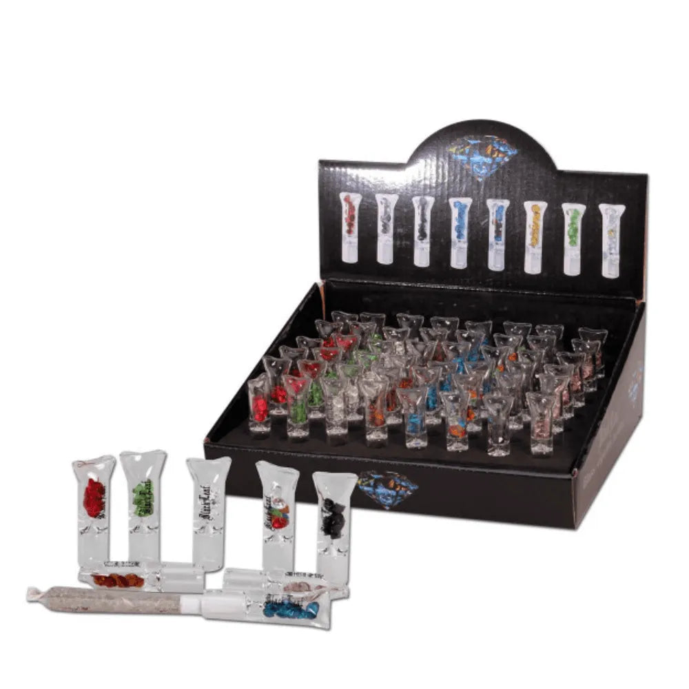 Glass Tips with Rhinestones 8mm Filter Black Leaf