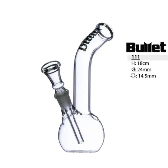 Bong din sticlă Bullet cu gură curbată H: 18cm