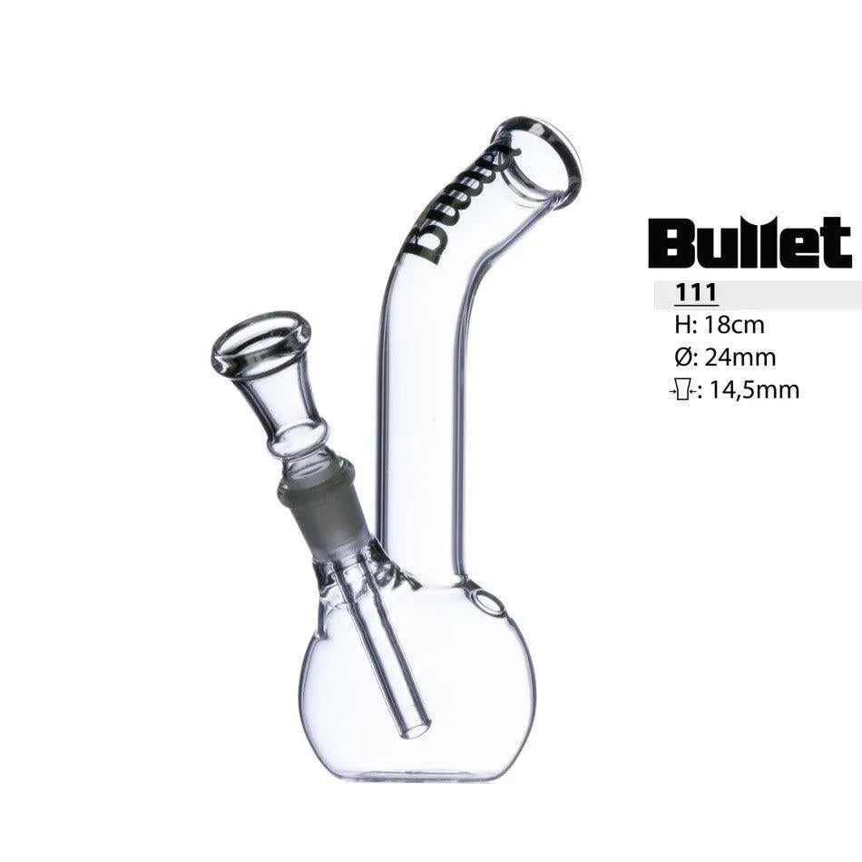 Bullet Glass Bong with Curved Mouthpiece H: 18cm