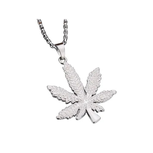 Necklace with hemp leaf