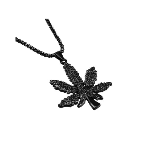 Necklace with hemp leaf