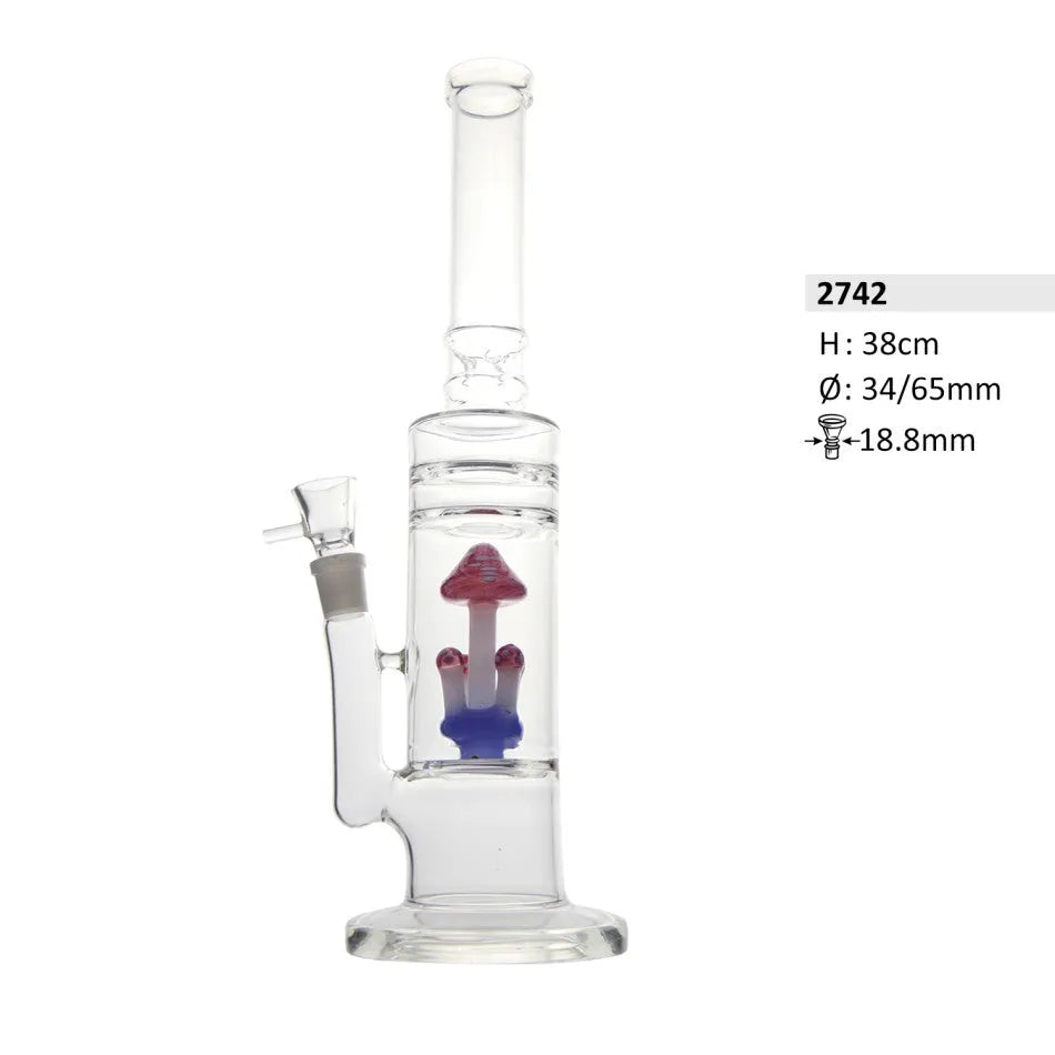 Bong de vidrio con percolador de hongo y compartimento para hielo – 38 cm-Smagro GmbH