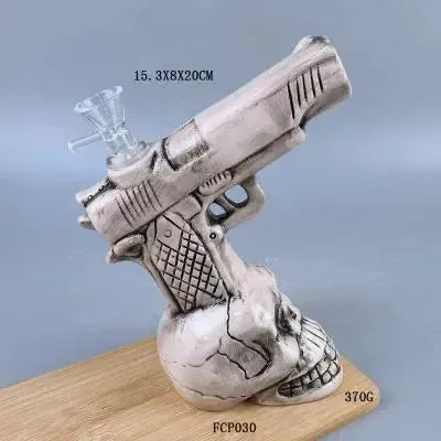 Pistol Bong with Skull