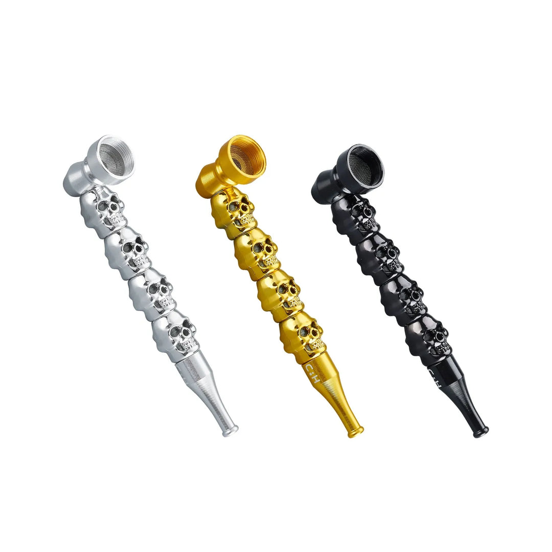 Pipă metalică Metallic Skull 13cm