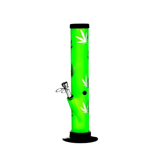 Acrylic Bong Green with Hemp Leaf H: 33cm