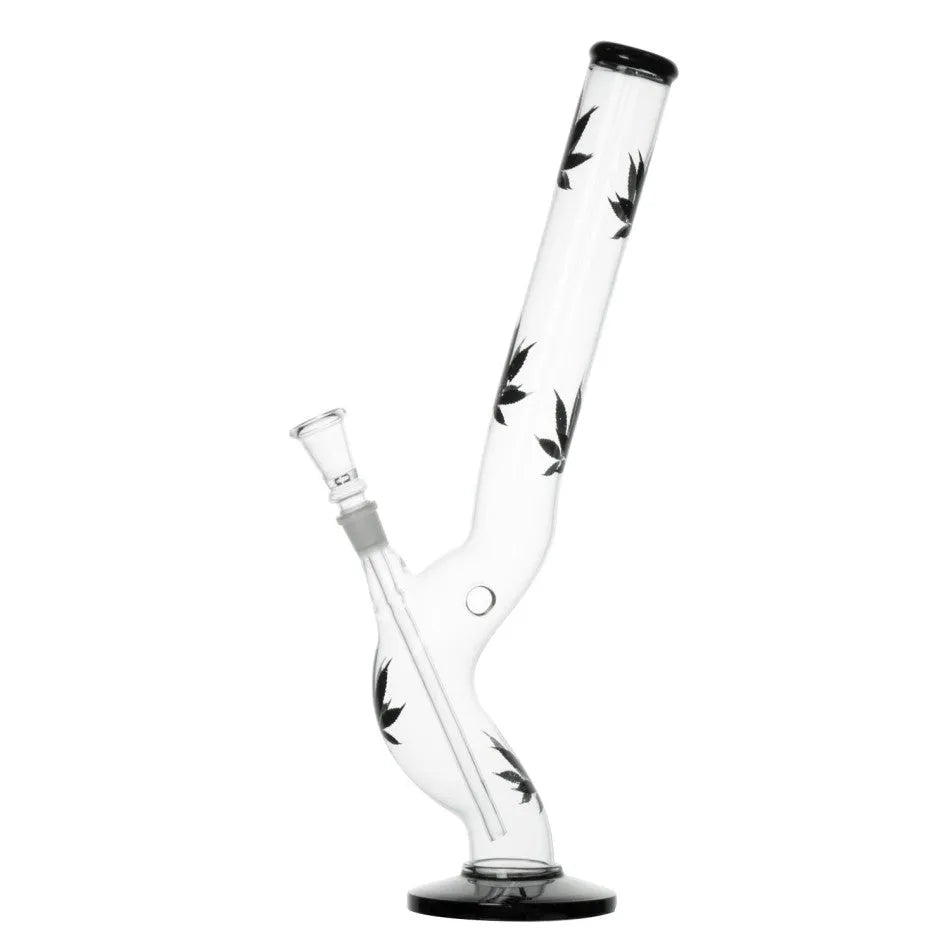 Bong din sticlă S-Form Black Leafs 42cm