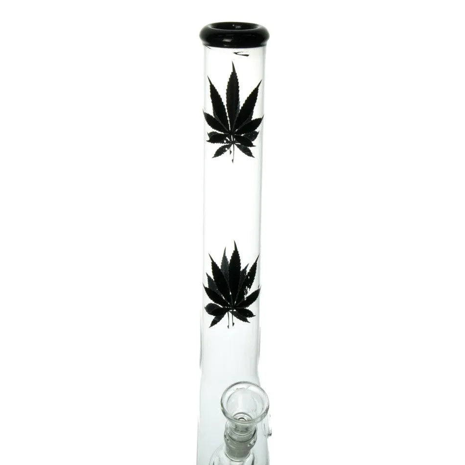 Bong din sticlă S-Form Black Leafs 42cm