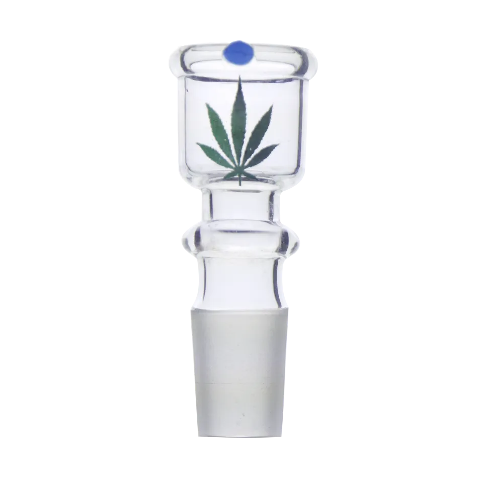 Cap din sticlă cu design de frunză și punct albastru – Tulipă