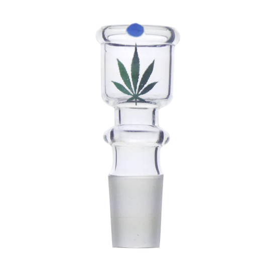 Cap din sticlă cu design de frunză și punct albastru – Tulipă