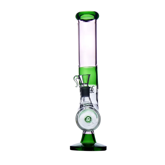 Bong din sticlă verde/roz cu bază 35 cm