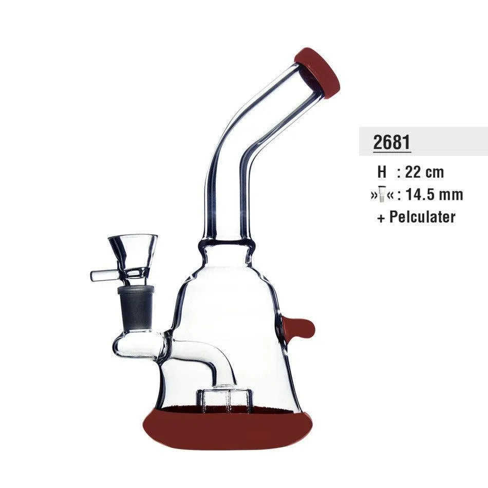 Bong din sticlă curbat roșu 22 cm