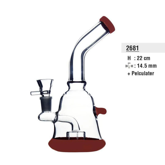 Bong din sticlă curbat roșu 22 cm