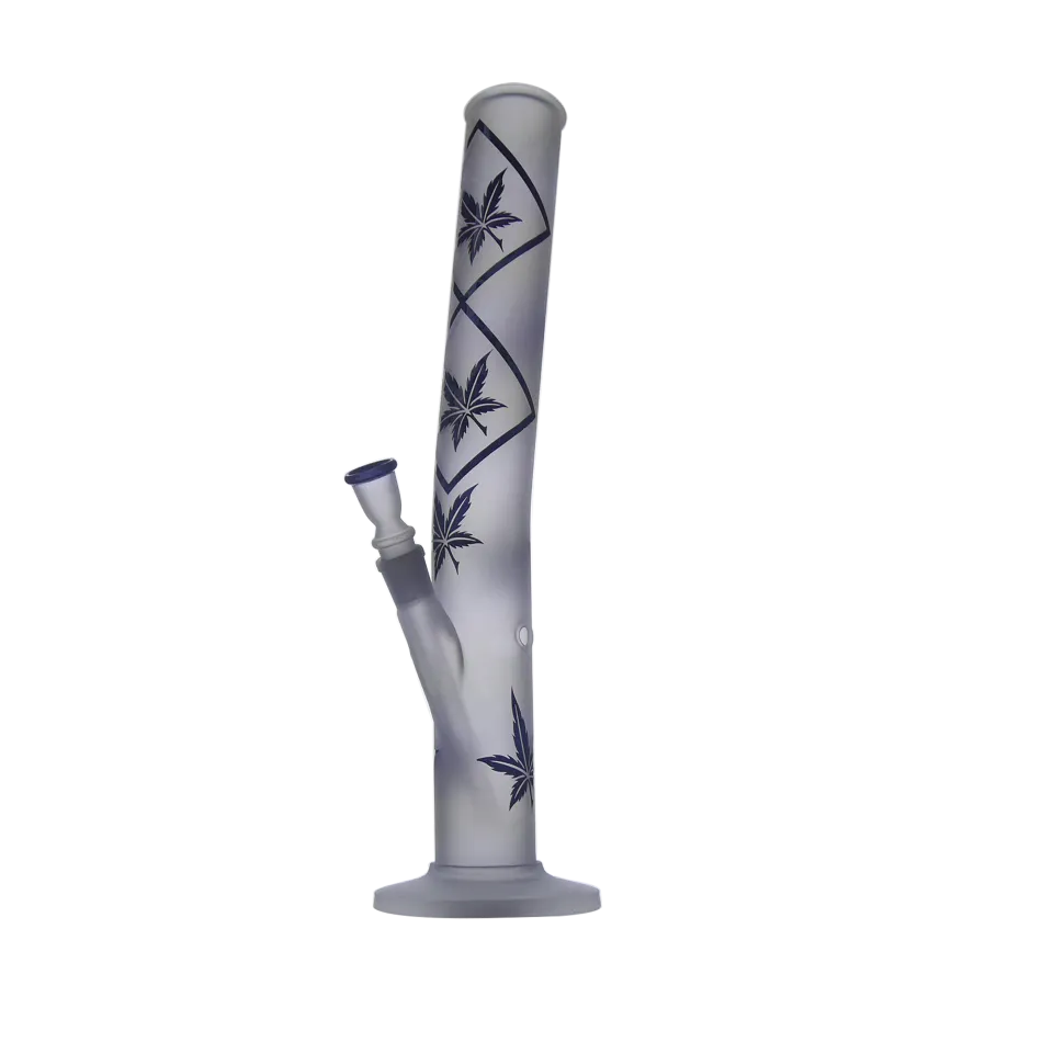 Bong din sticlă 42cm sablat cu frunze negre