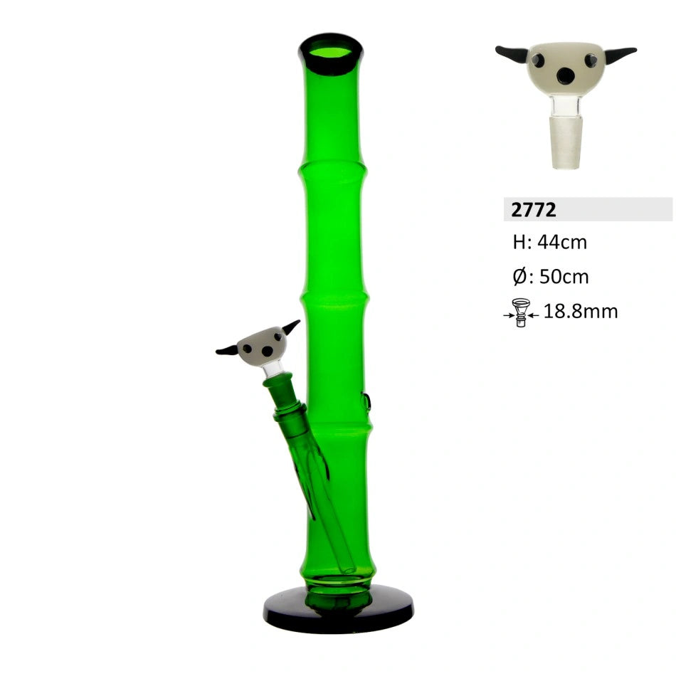 Bamboo glass bong with glass downstem and panda head | Height: 44cm Joint: 18.8mm