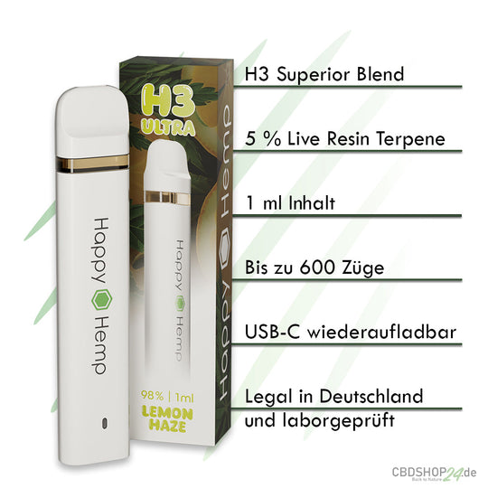 Happy Hemp H3 Ulta Super Lemon Haze 1ml Vape-Smagro GmbH