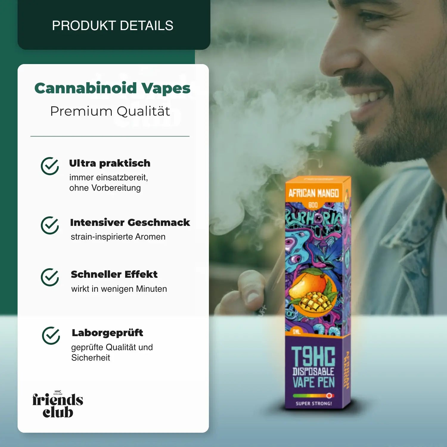 T9HC Disposable Vape Pen – African Mango (2 ml) - hhcfriends