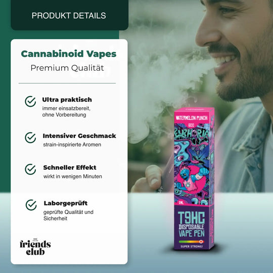 T9HC Vape Pen de unică folosință – Watermelon Punch (2 ml) - hhcfriends