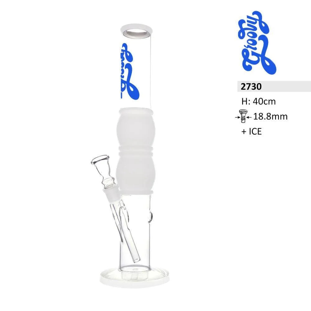 Bong de vidrio Groovy – Cilíndrico con 2 cámaras 40 cm