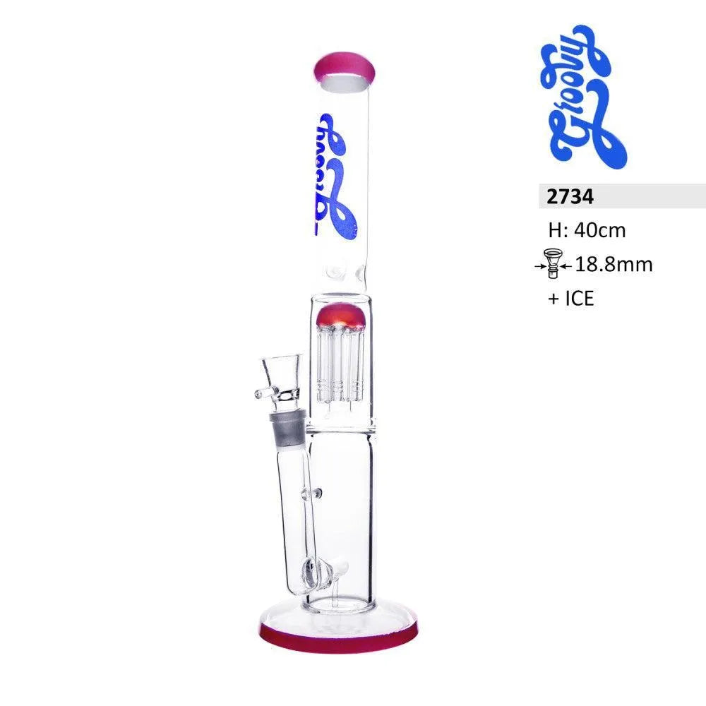 Bong din sticlă cu percolator cu 8 brațe – Ediția roz 40 cm