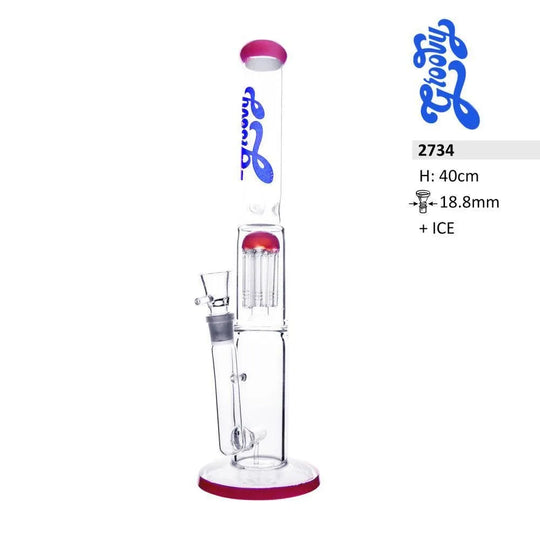 Bong din sticlă cu percolator cu 8 brațe – Ediția roz 40 cm