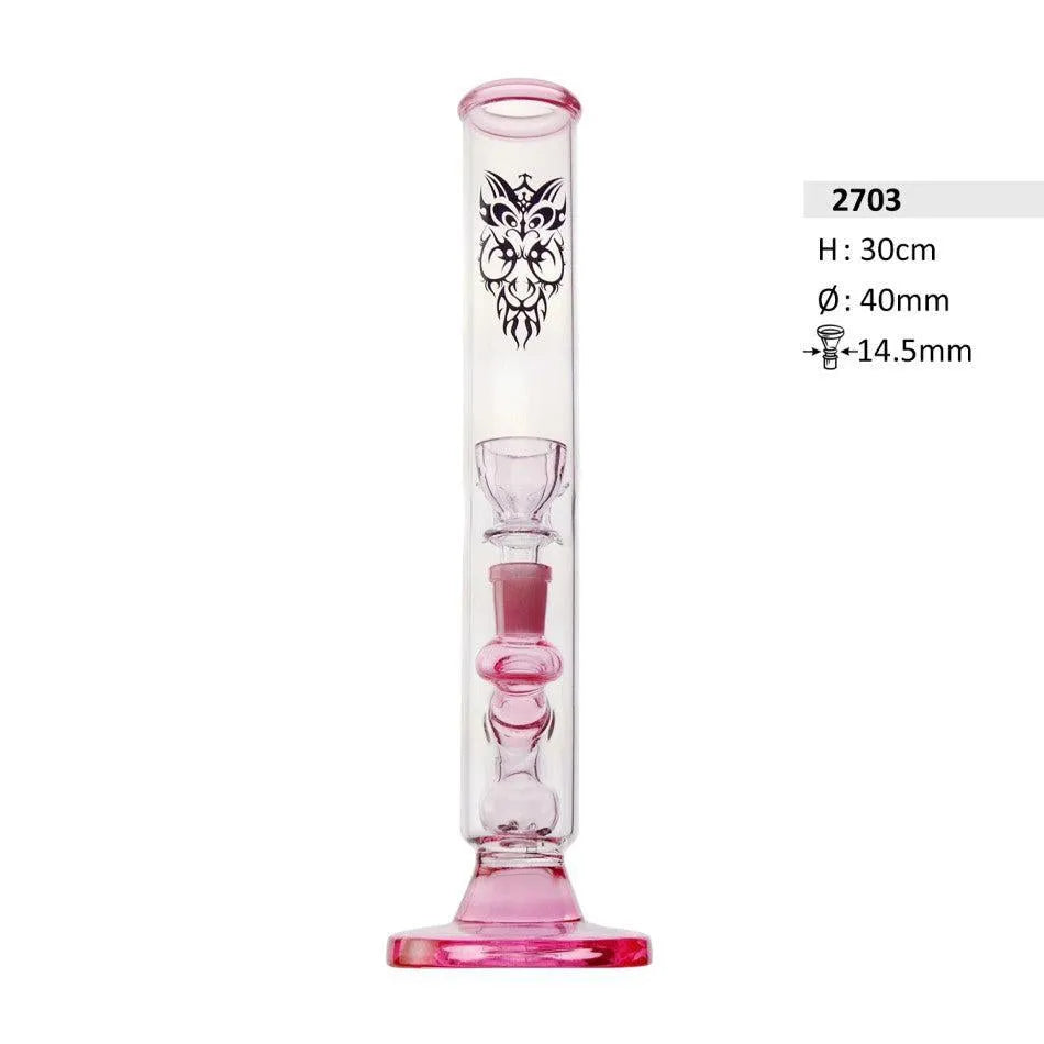 Bong din sticlă - Gură roz Chillum și difuzor H: 30 cm
