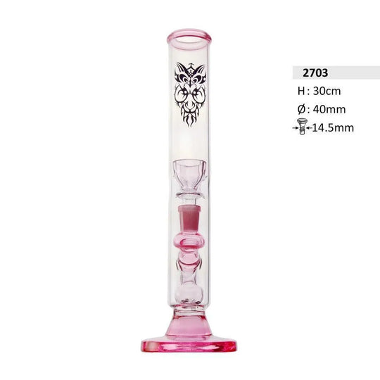 Bong din sticlă - Gură roz Chillum și difuzor H: 30 cm