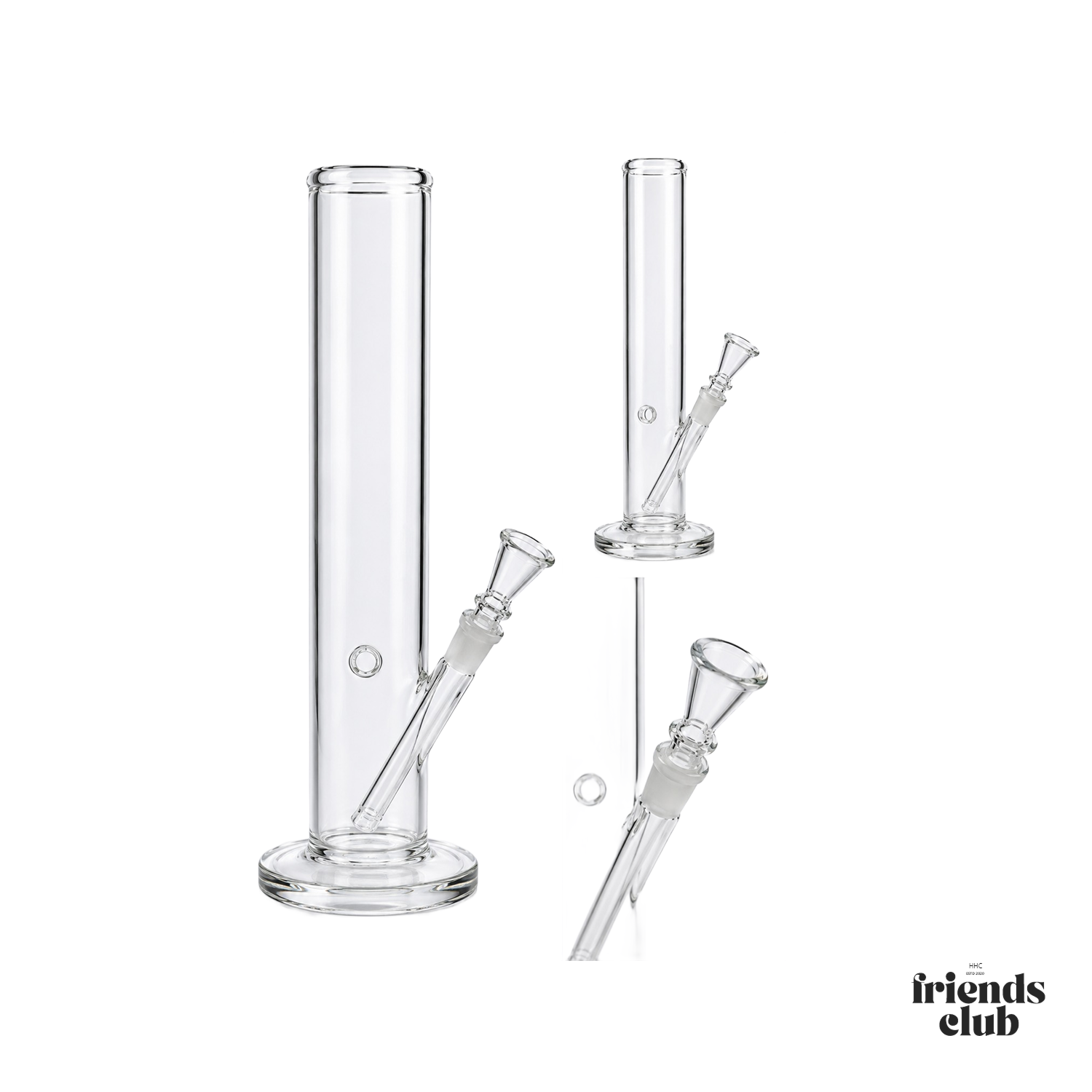 Glas Bong 40 cm – Klare Straight Tube mit Kickloch