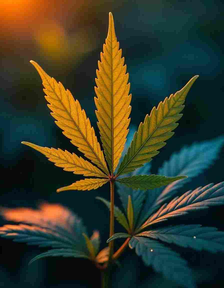 Hemp leaves as an example with multiple leaves