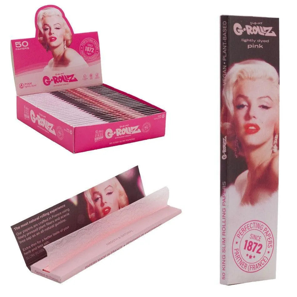 G-Rollz 'Fabulous Face' Różowe - 50 King Size Slim Papers