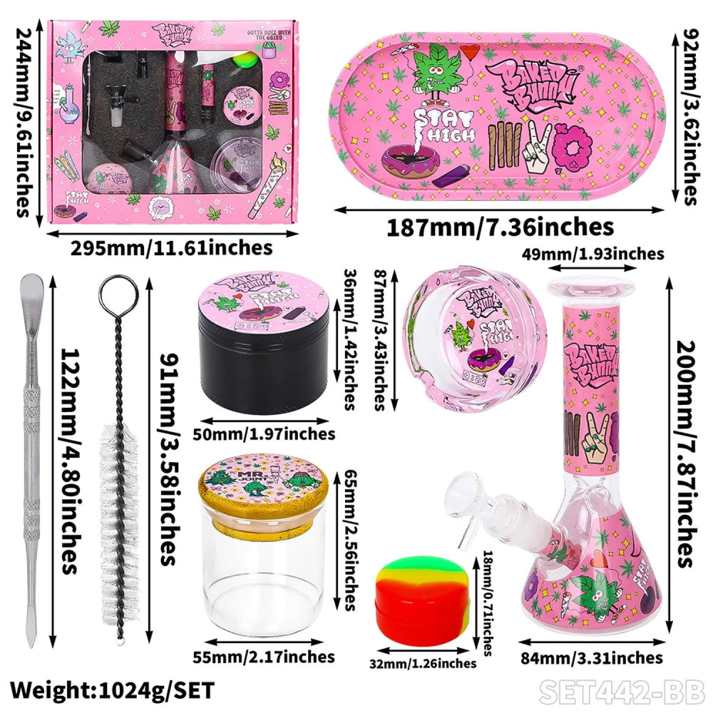 Set Bong Baked Bunny – Set complet pentru fumat, 7 piese