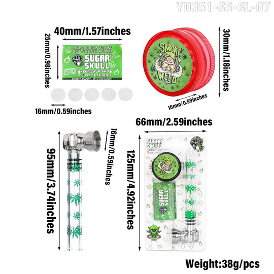 Set Sugar Skull - Pipă din sticlă, 3 piese.