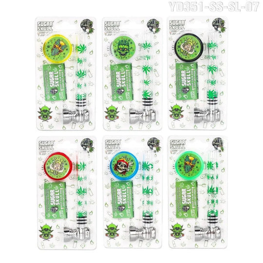 Set Sugar Skull - Pipă din sticlă, 3 piese