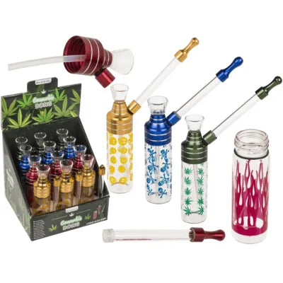 Bong Classic 12 cm cu piesă de gură din sticlă/metal