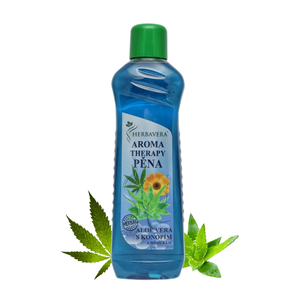 Spumă de baie pentru aromaterapie cu Aloe Vera și cânepă Herbavera 1000 ml