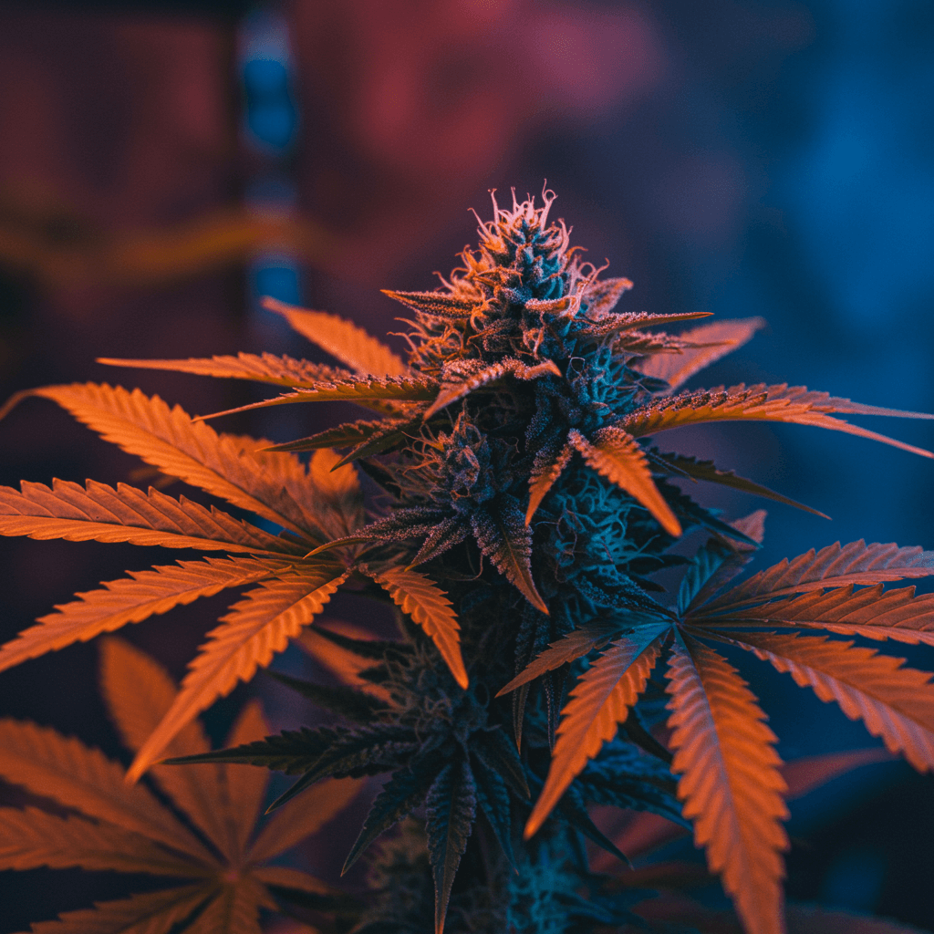 Tulpină de canabis cu frunze verzi