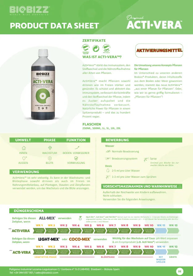 Bio Bizz ACTI-Vera Botanic Activator-Smagro GmbH