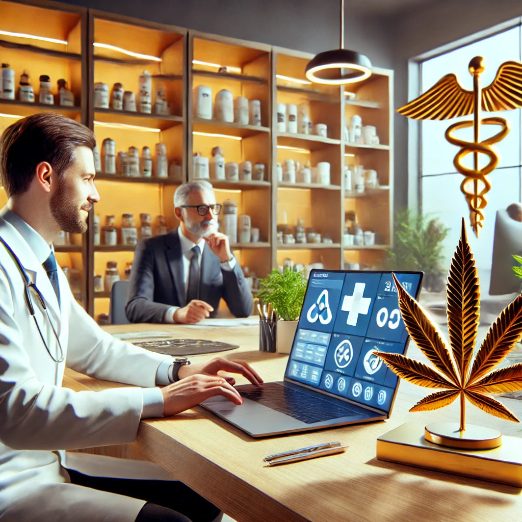 Un cabinet medical modern, digital, cu un laptop pe birou