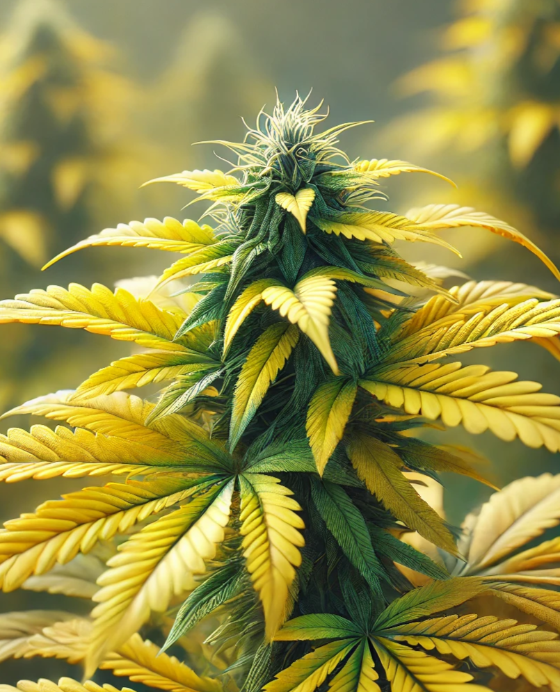 plantă de canabis cu frunze galbene