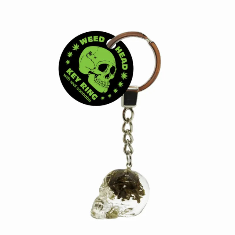 Llavero de calavera con Cannabis